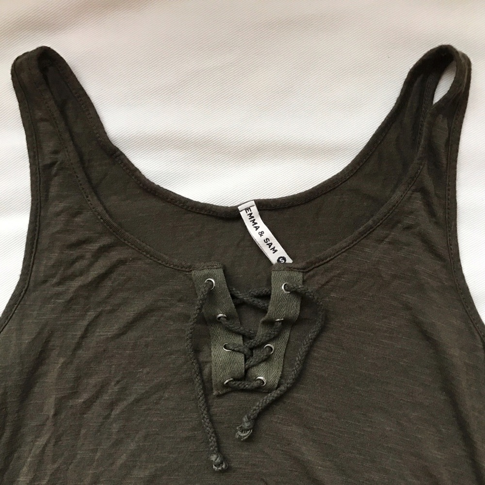 LF Emma and Sam  Lace-Up Tank Top,  green